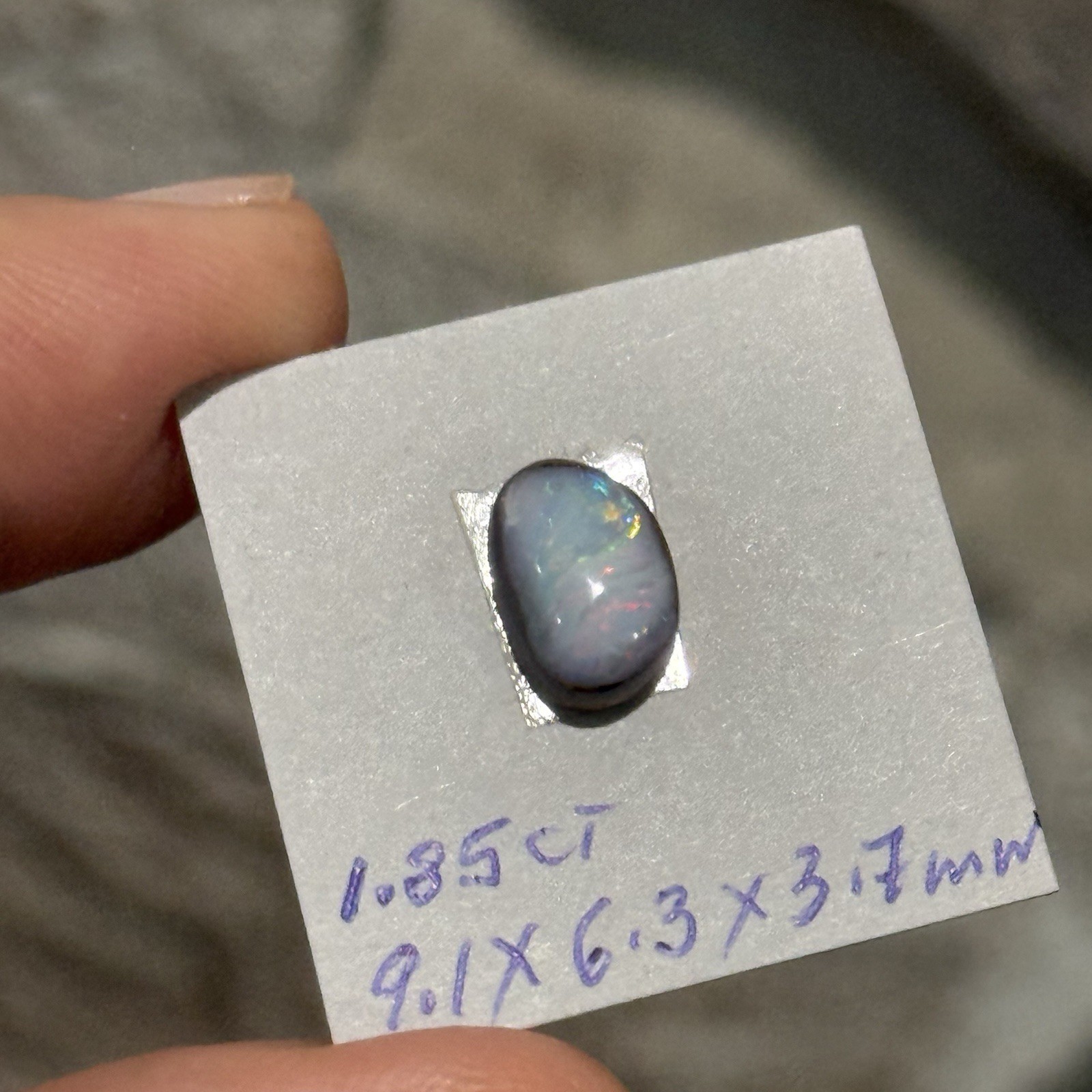 1.85ct 9.1×6.3×3.7mm Colorful Australian Boulder Opal Oval Cabochon Ring Gem