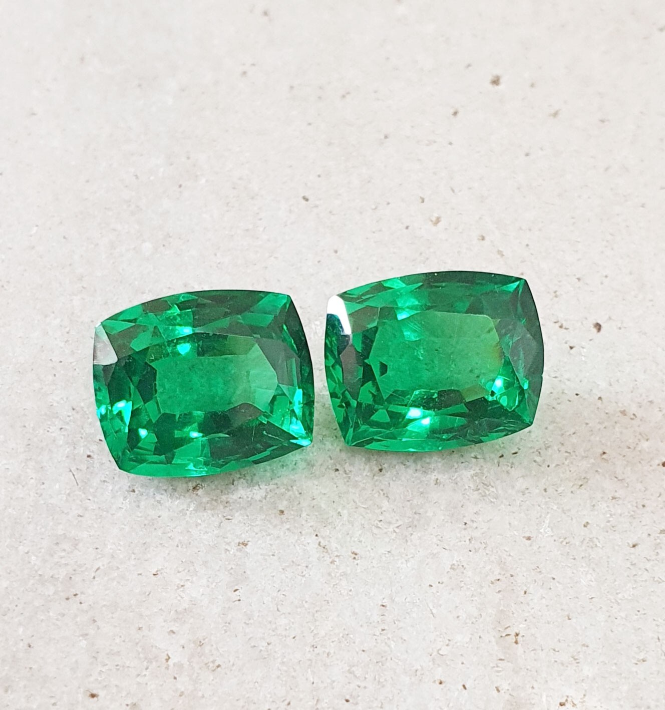 19.56 Ct Lovely Green Zambian Emerald Matching Pair Cushion Cut AAA Loose Gems