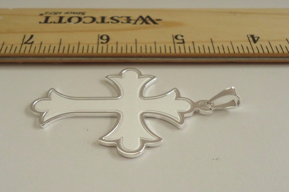 MATT FINISH PATONCE CROSS PENDANT / 925 STERLING SILVER / SIZE 58MM BY 36MM