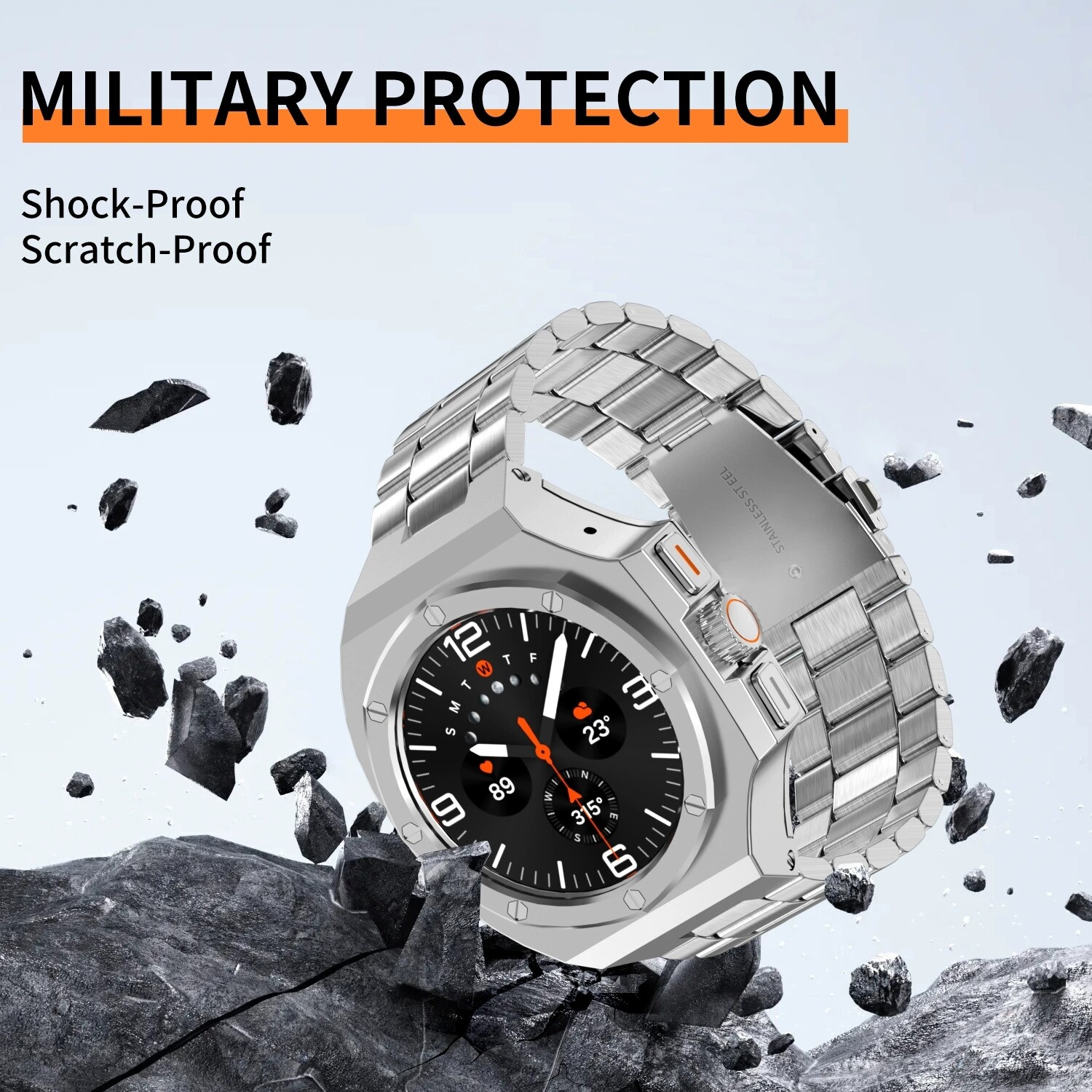 Metal Bezel Mod Kit Case Band for Samsung Galaxy Watch Ultra 47mm Steel Strap