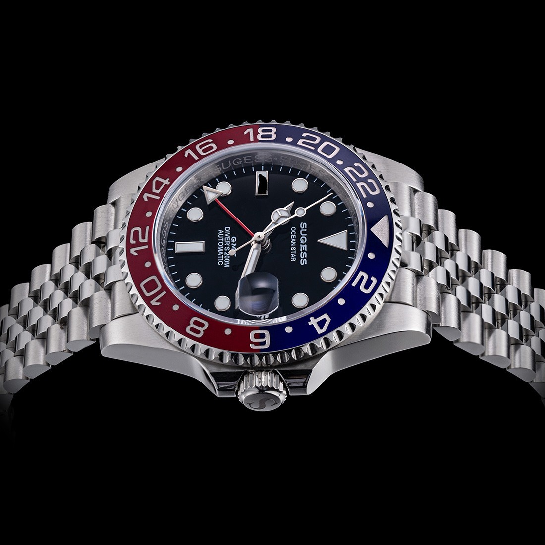 SUGESS S420-2 GMT Automatic Steel Black Blue Red Date Sapphire Men’s Watch