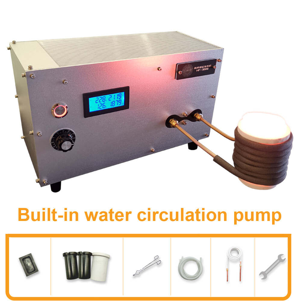 3KW Induction Furnace Metal Melting Smelt Gold Copper Iron 1600℃ 220V 1P