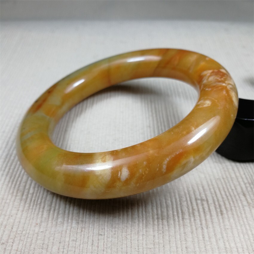 61MM China Ancient Red Green NATURAL HETIAN Jadeite Jade Bracelet Bangle