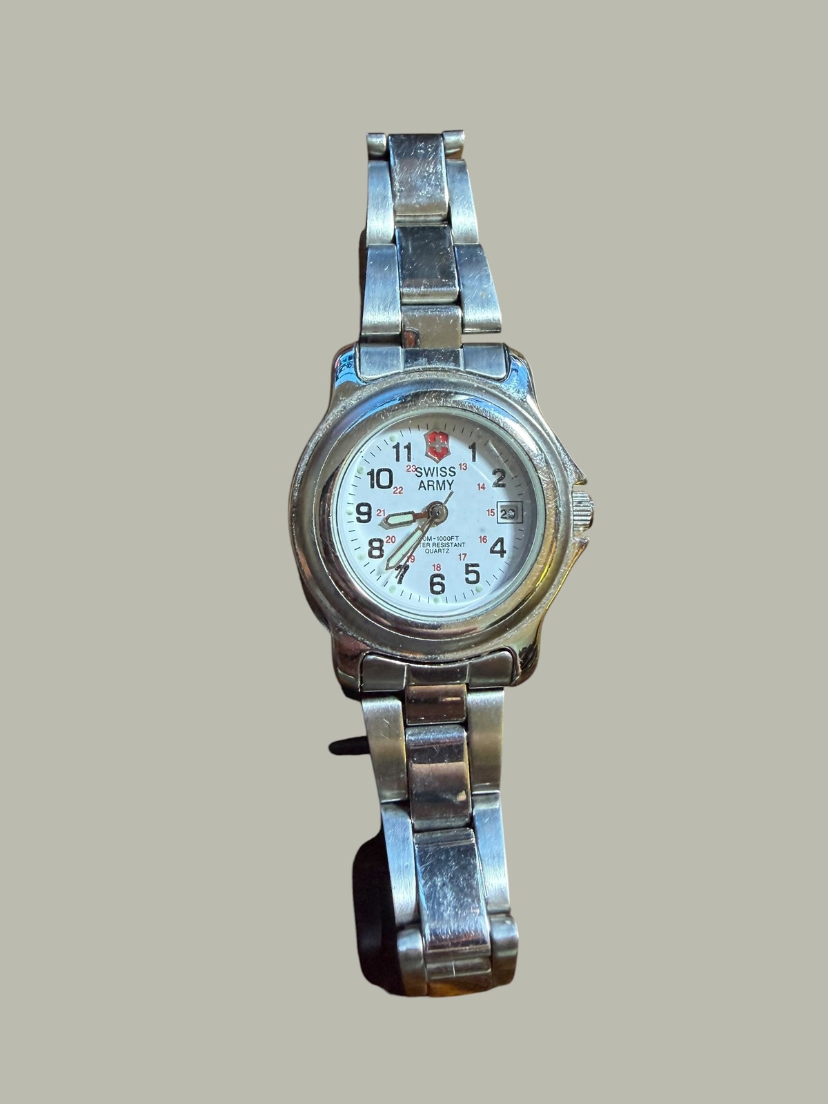 Swiss Army Women’s Stainless Steel Quartz Watch White Dial Date 100M Water