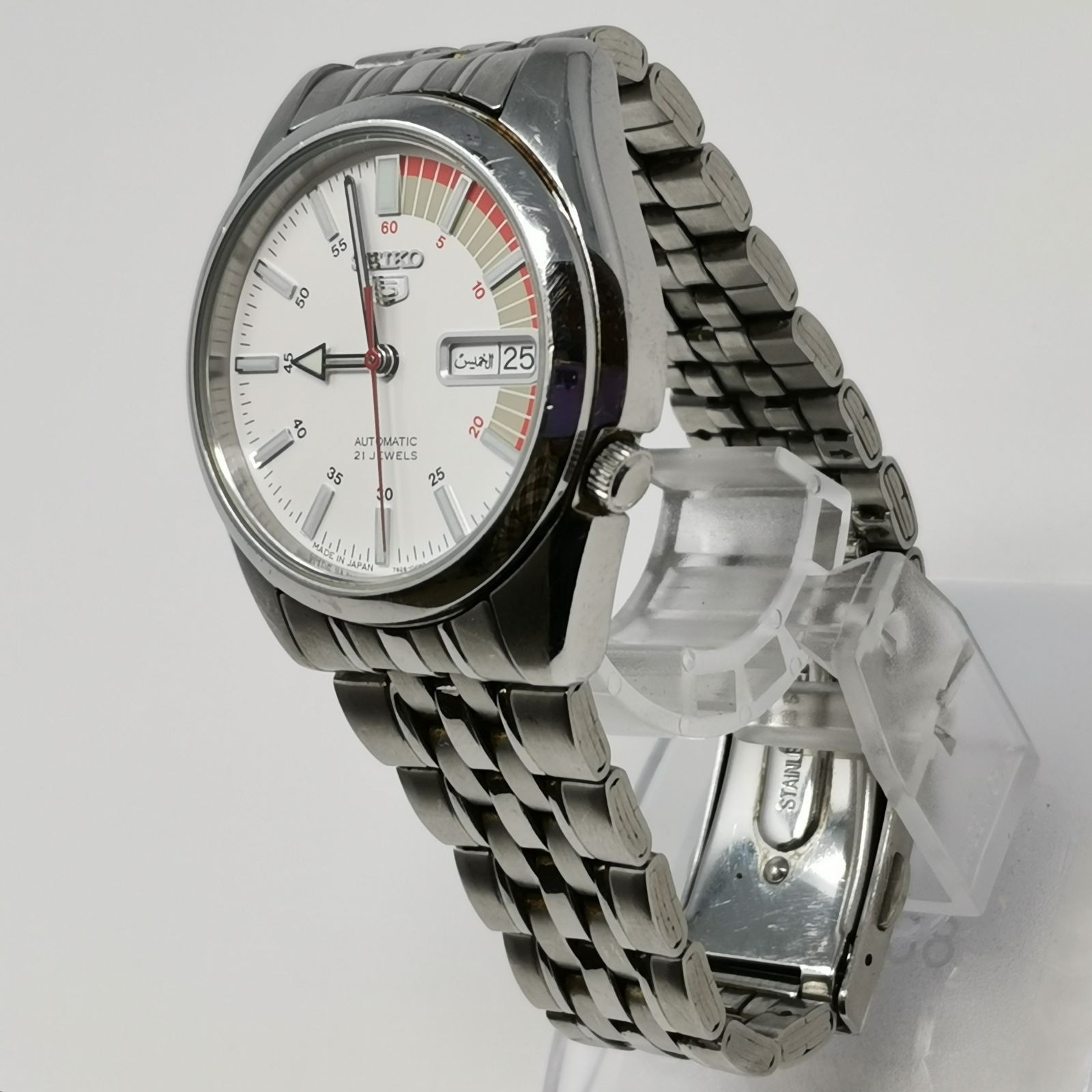 Working Seiko wristwatch Seiko 5 automatic men’s round silver SNK369K1 managemen