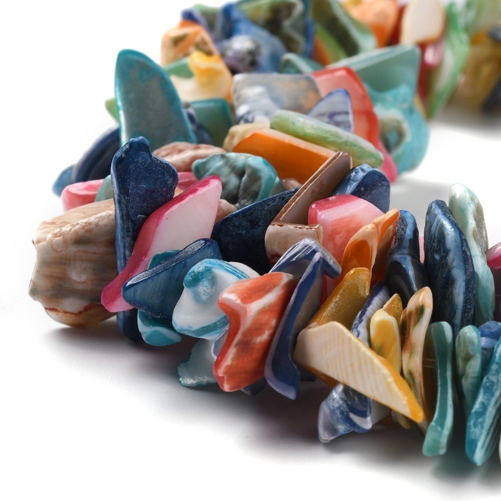 Natural Spiral Shell Beads, Chips 9~22×9~22x1mm, Hole: 1.2mm 15.75”(40cm)