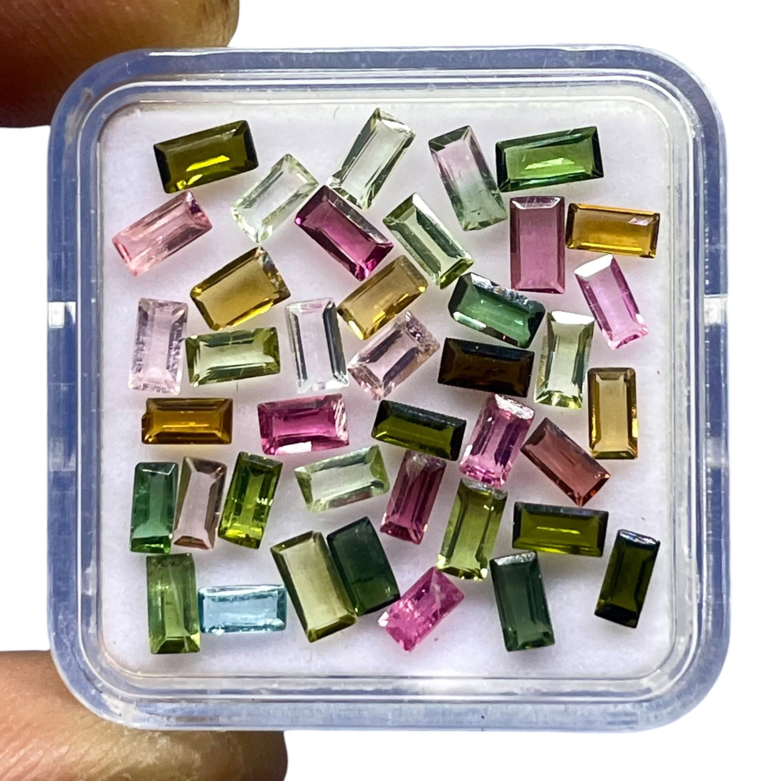 40 Pcs Natural Multi Tourmaline 3.9-4.7mm Baguette Cut Loose Untreated Gemstones