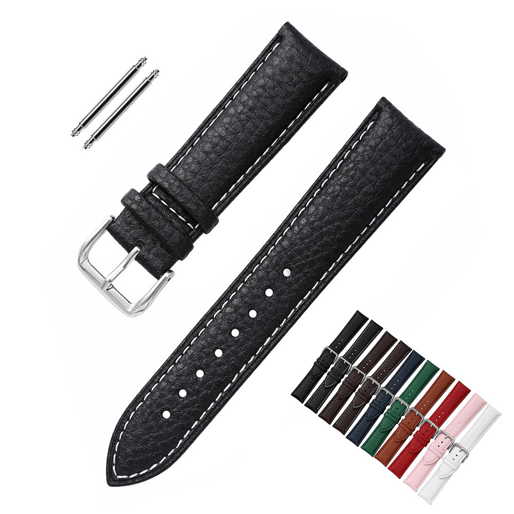 Men’s Two-piece Genuine Leather Watch Strap Band 12 14 16 18 19 20 21 22 24mm