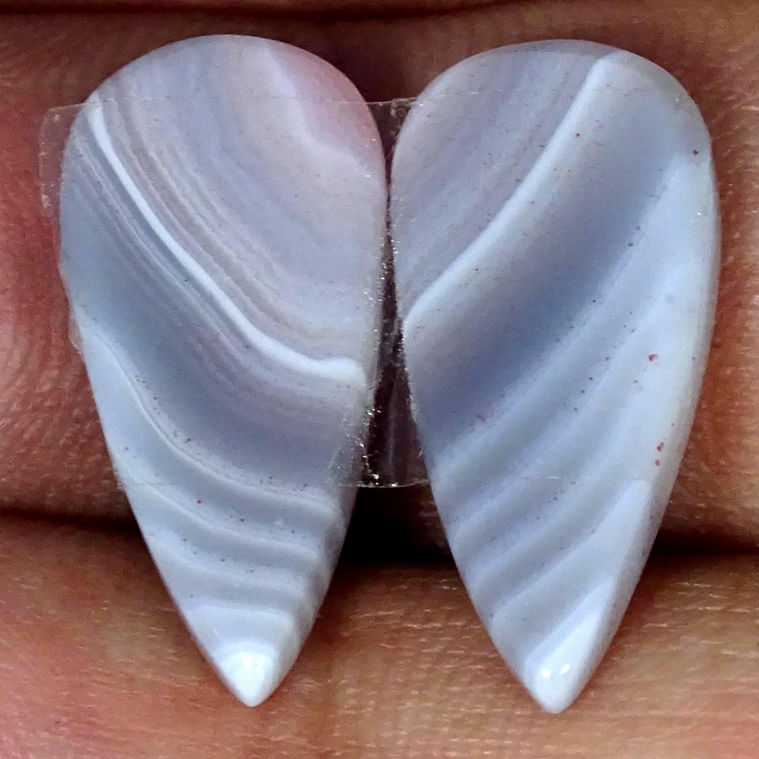 11.00Cts 100% Natural Ultra Botswana Agate Pair Pear Cabochon 9X20X3MM