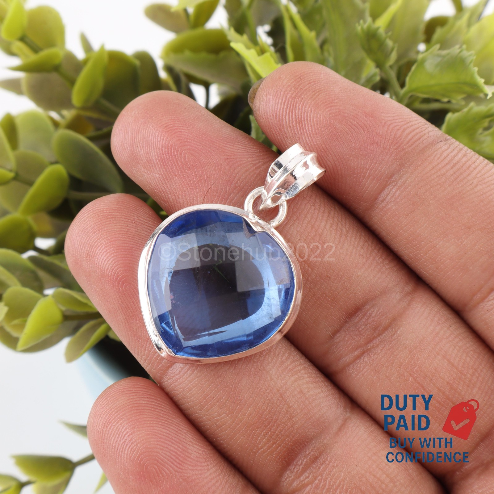 925 Sterling Silver Genuine Tanzanite Daughter Channel Set Art Deco Boho Pendant
