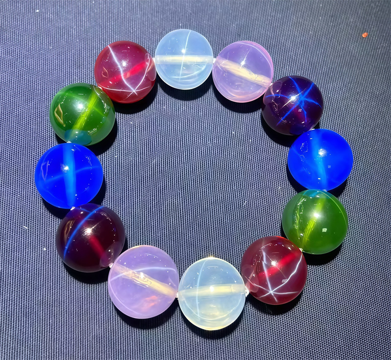 Various color Star Ruby Star Sapphire Lab-Created Beaded Bracelet AAAA+Loose Gem