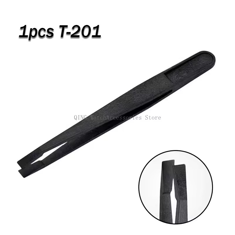 8pc Antistatic Carbon Fiber Tweezers Black Plastic Watchmaker Repair Tool Kit