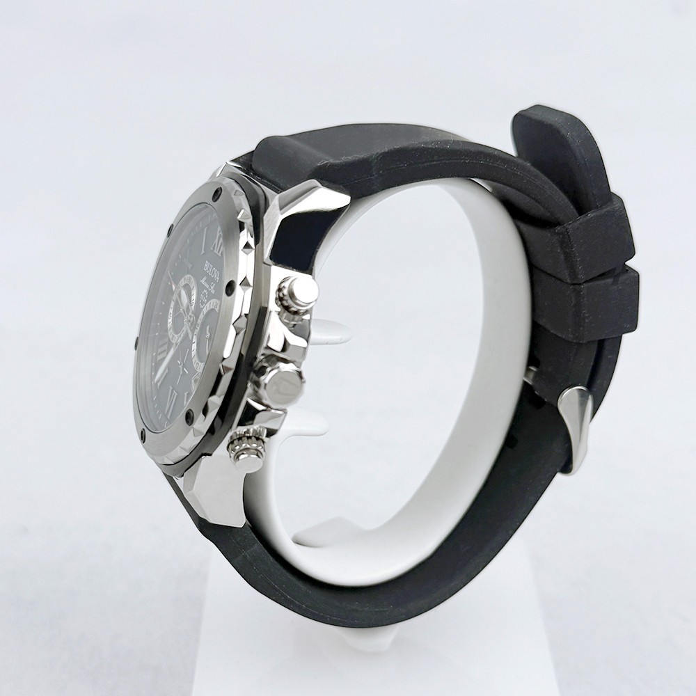 Bulova 98B258 Men’s Marine Star Quartz Blue Dial Black Rubber Strap Watch 44mm