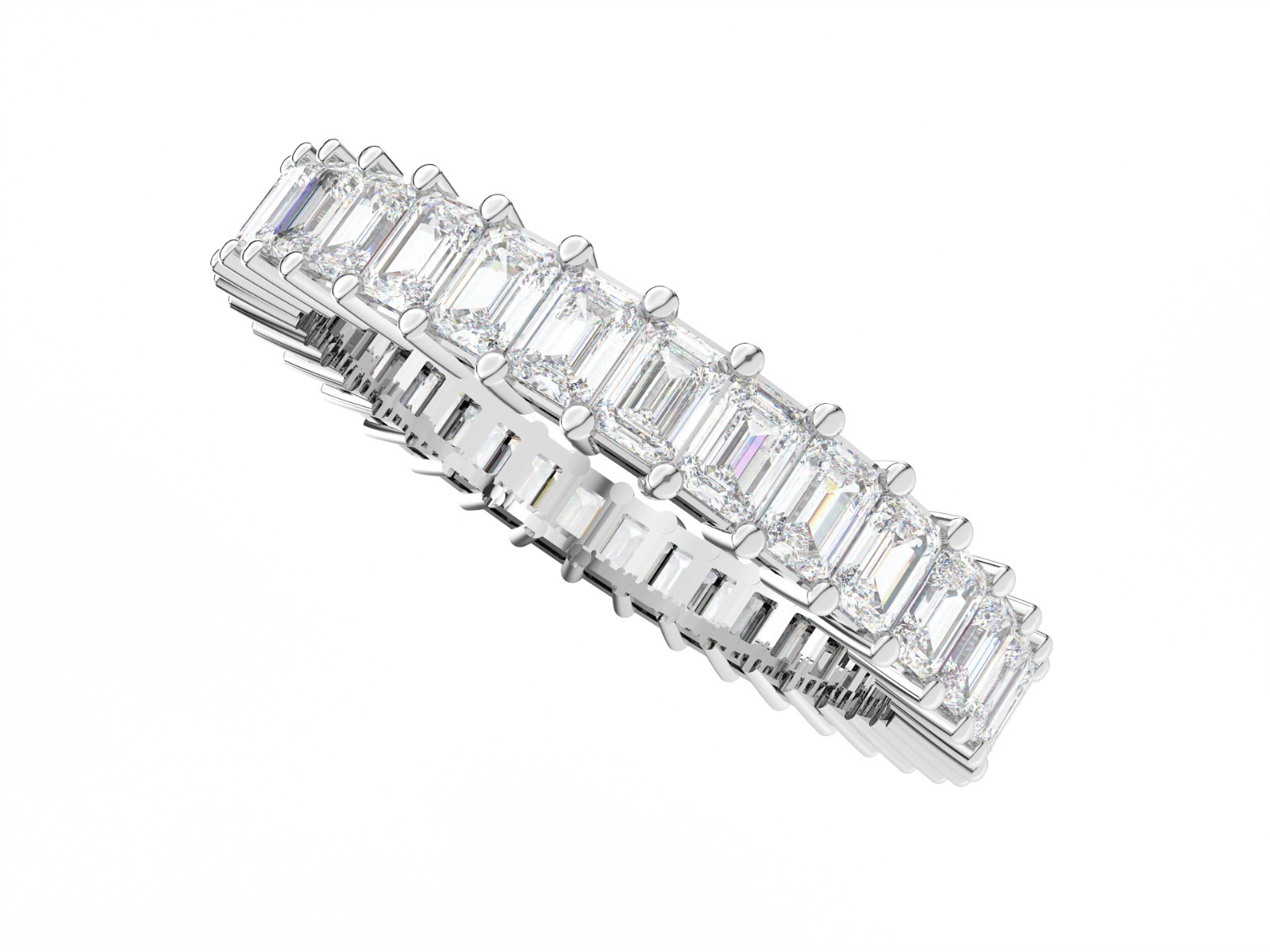 1.90 Ct 14k White Gold Emerald E-F VS Eternity Band In Lab Grown Diamond (HPHT)