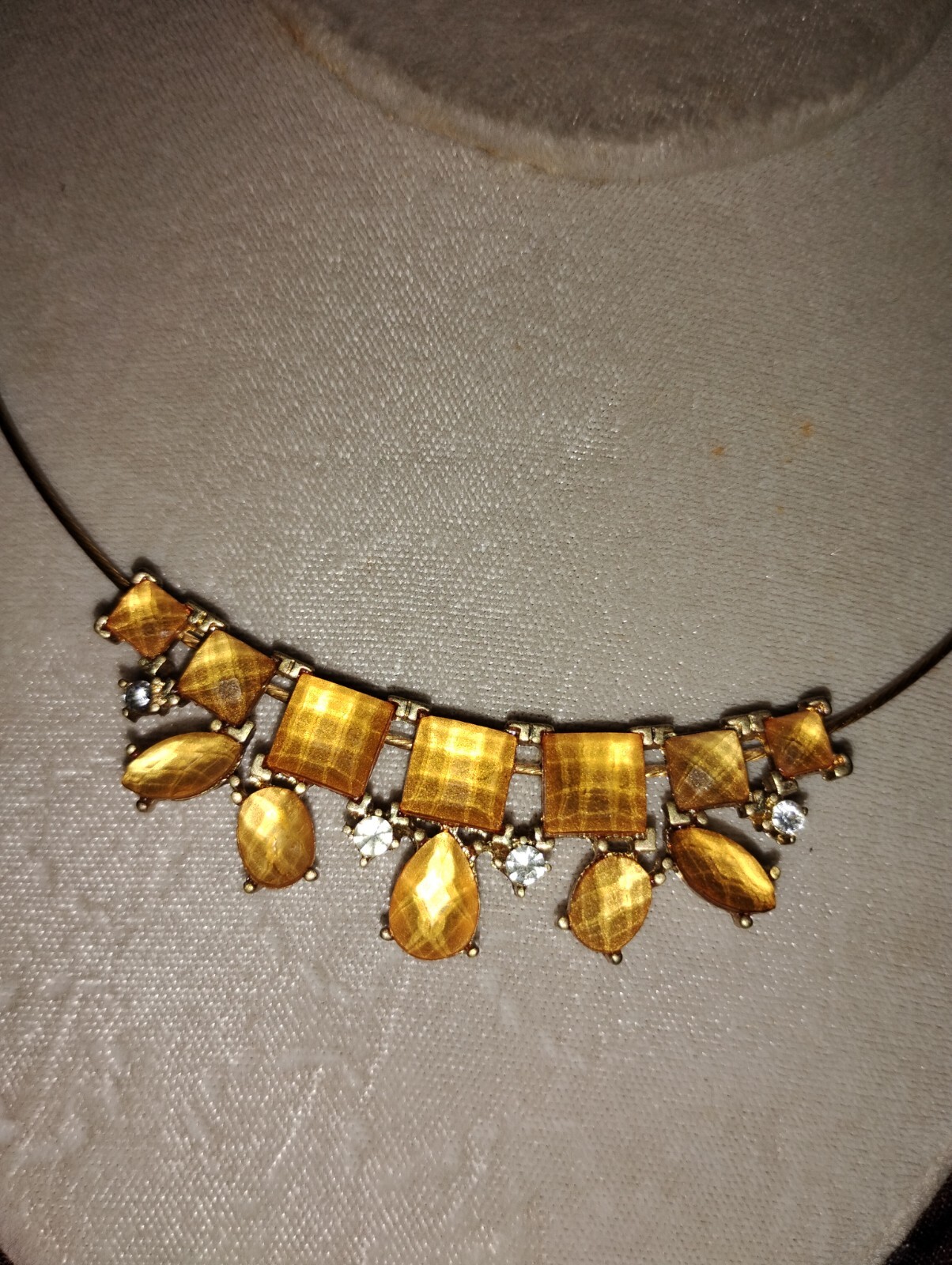 Vintage SAQ Faux Citrine Bib Necklace