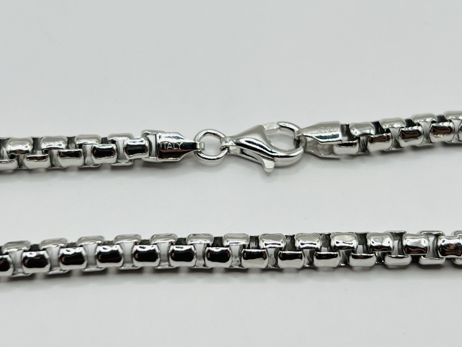 Sterling Silver 4mm Box Link Chain Bracelet 7.5 Inches