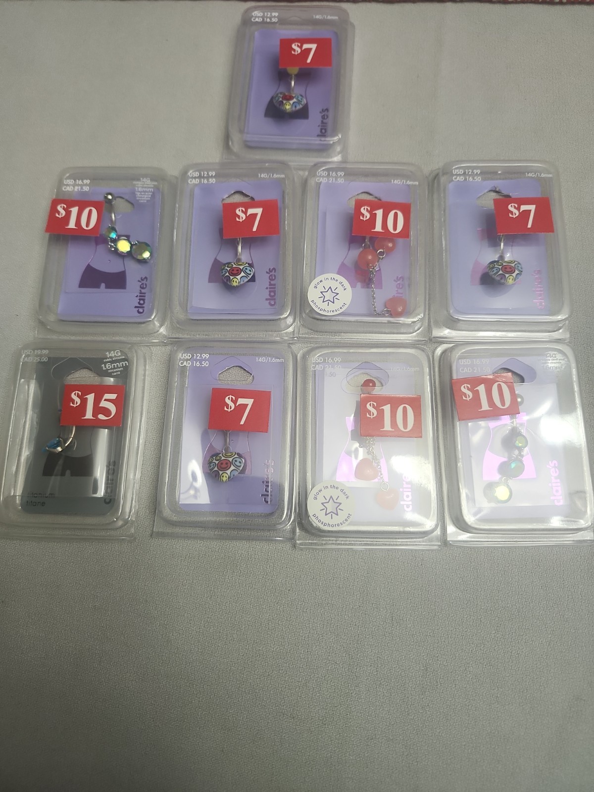 Claire’s Belly Ring Jewelry. Lot Of 9