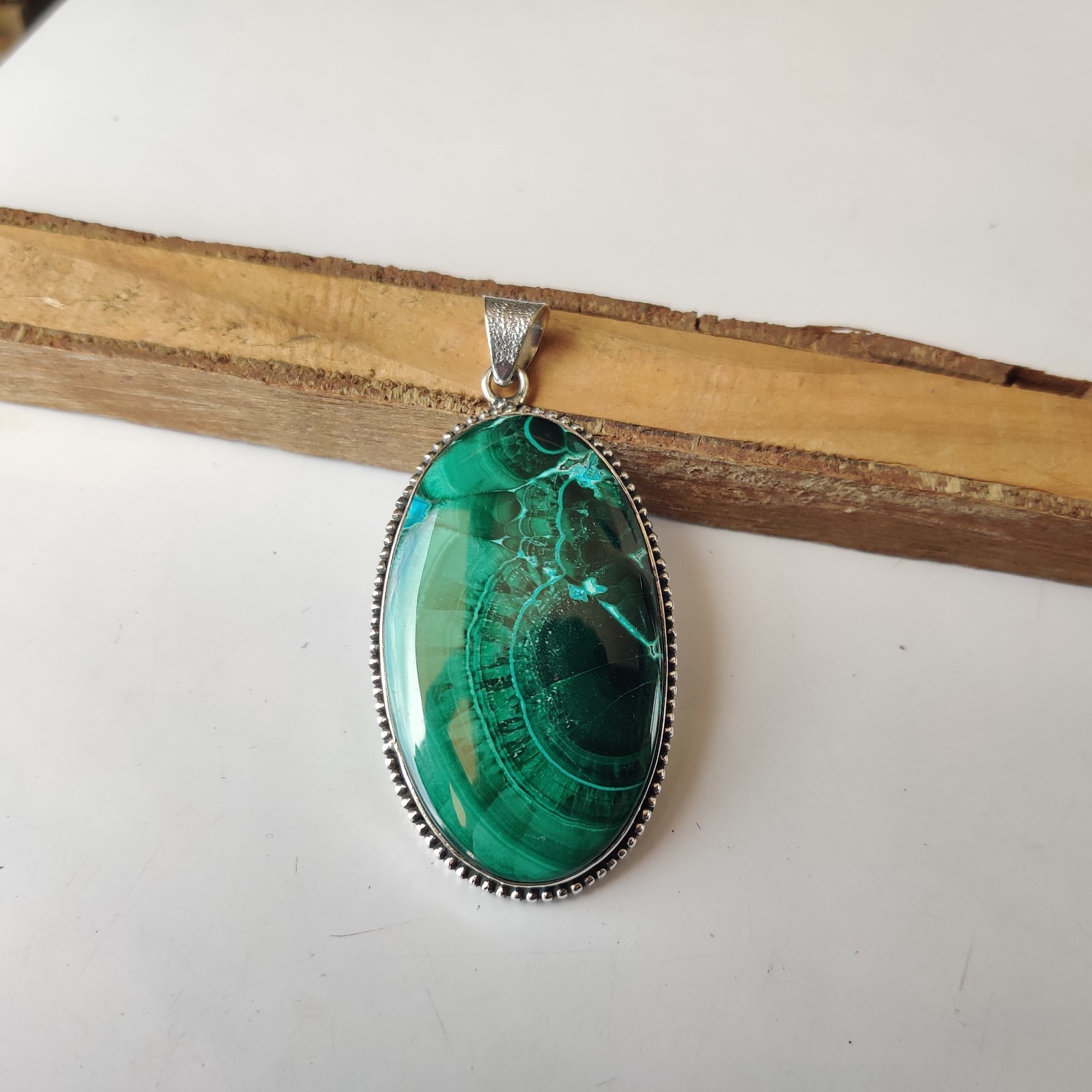 Azurite Malachite Gemstone Pendant 925 Sterling Silver Handmade Pendant BT866