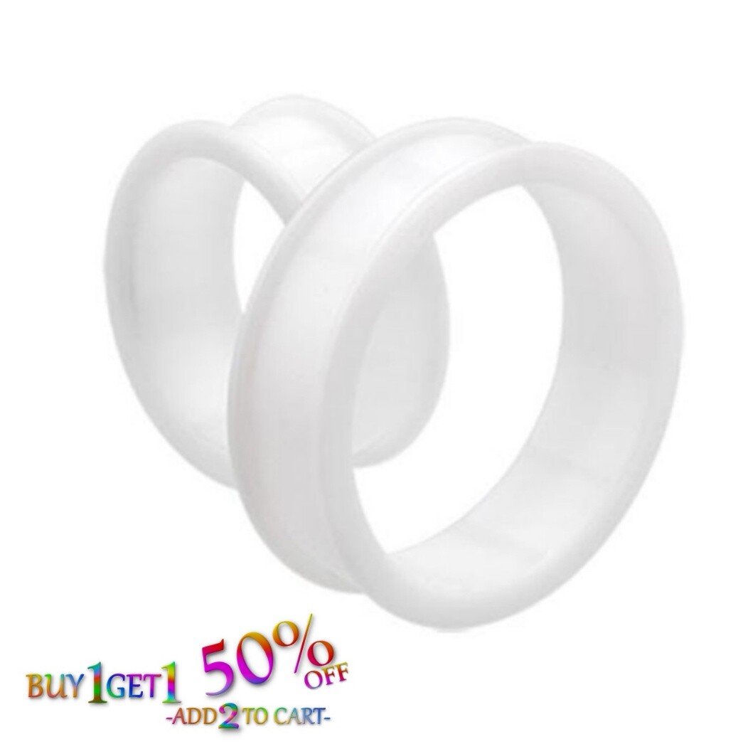 Pair 26MM-50MM SILICONE DOUBLE FLAT FLARE TUNNELS Gauges Thin Flesh Soft 2012