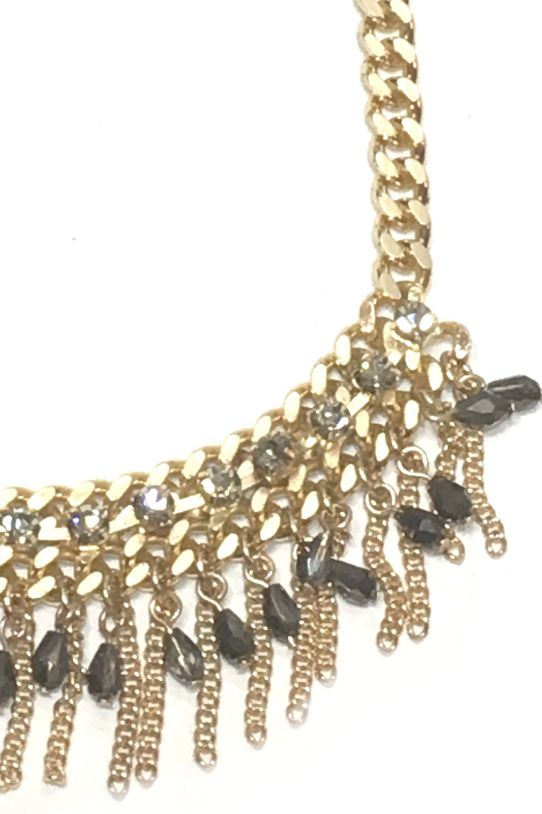 ANN TAYLOR LOFT OUTLET HEMATITE DROPS AND CHAIN NECKLACE NEW WITH TAGS