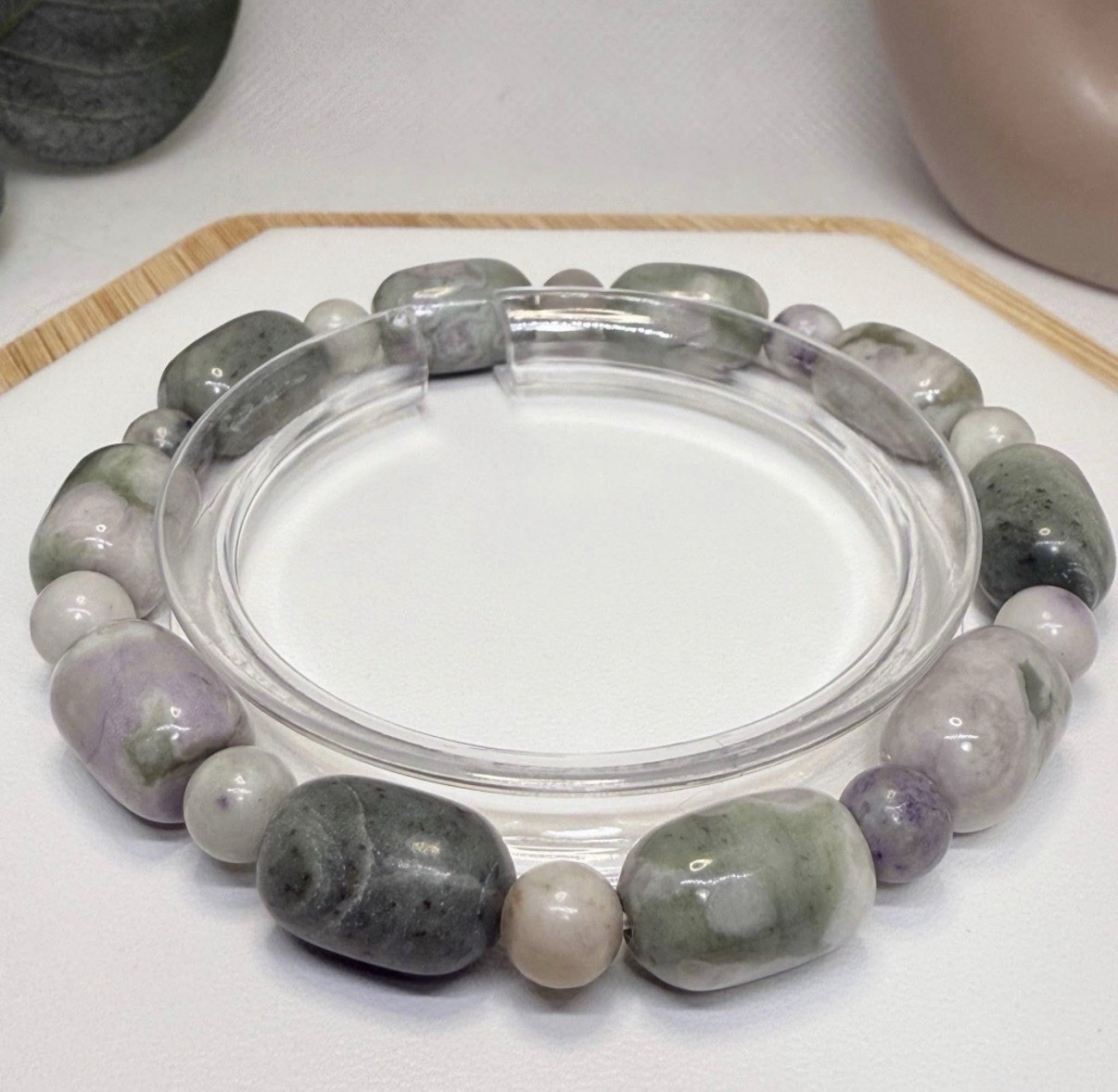 Peace Jade Bead Bracelet 9.7MM