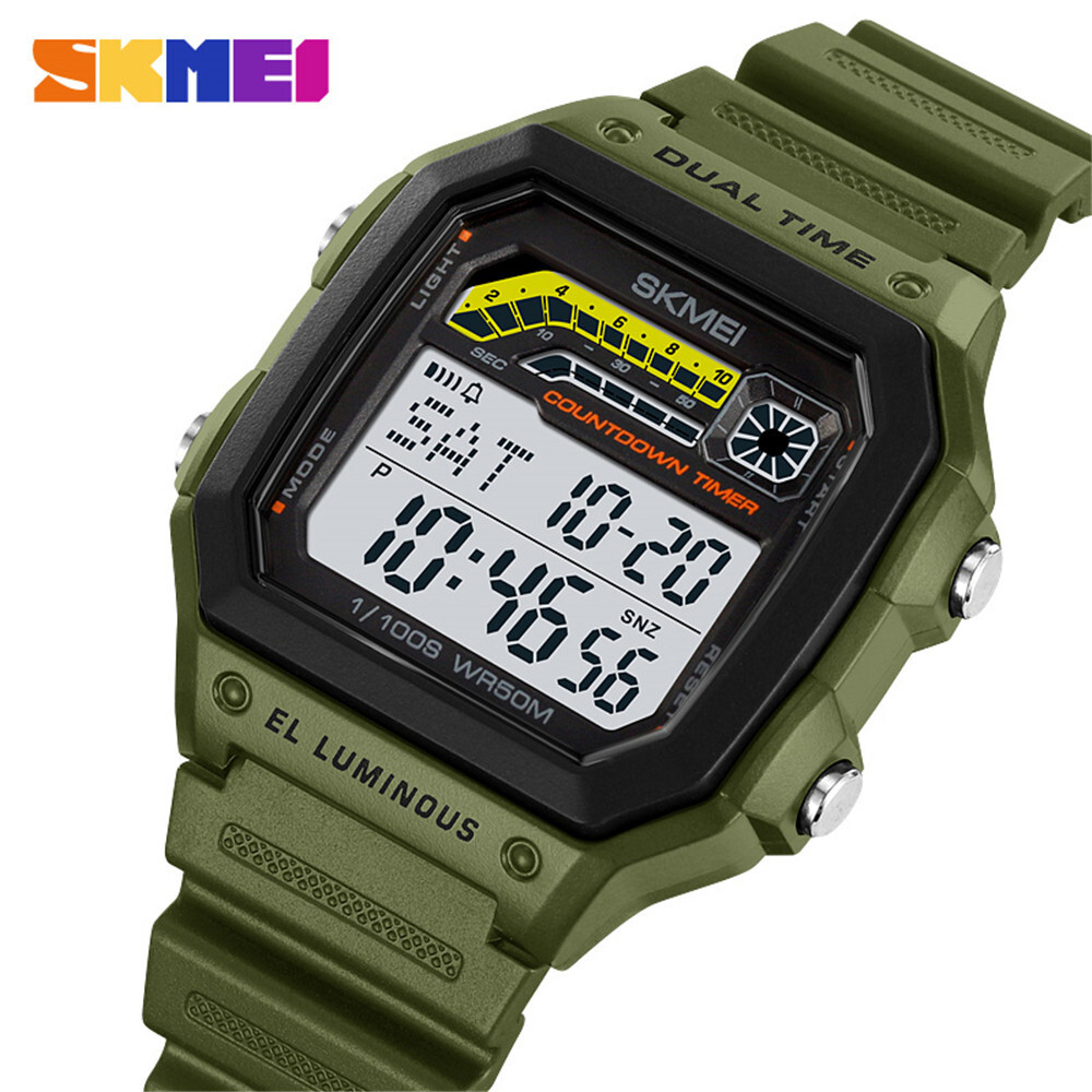 SKMEI Men Digital Watch Weekdate LED Wristwatch Male Steel Countdown Boy Watches
