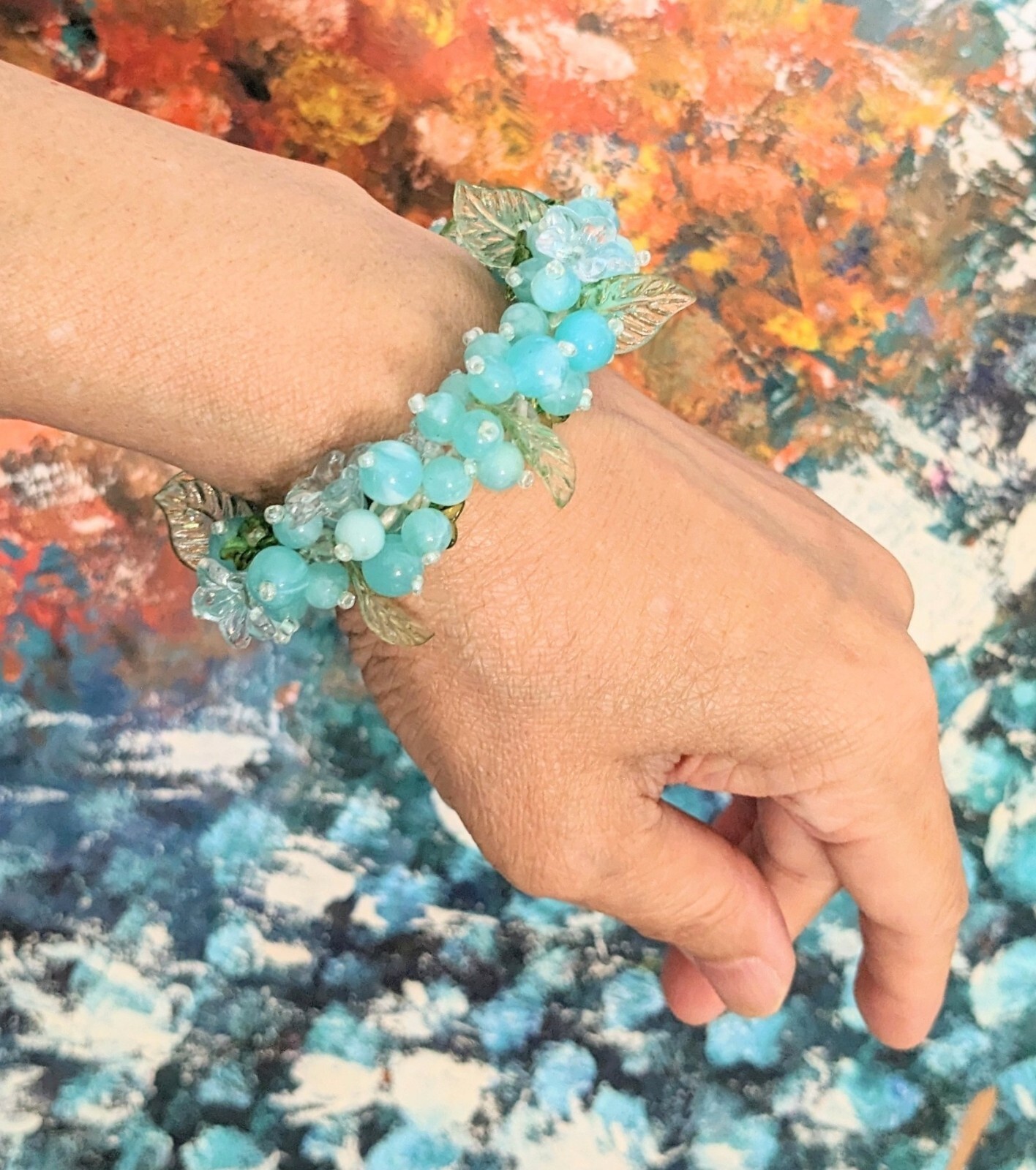 Floral Bracelet Stretch Wholesale Lot 6 Purple Pink Red Blue Flower Bracelets
