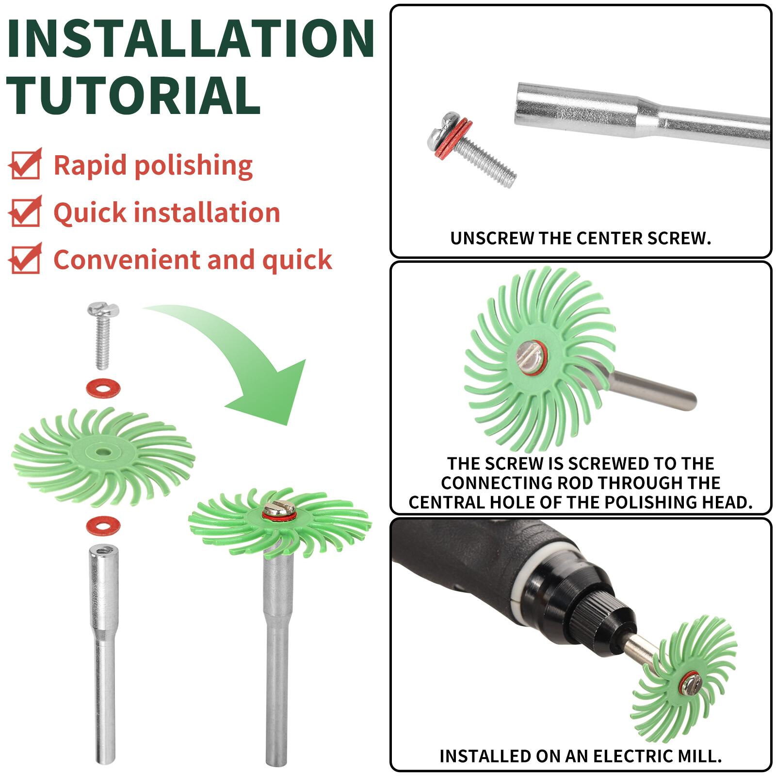 76Pcs 1″ Radial Bristle Disc Kit with 2.35mm/3mm Shank for Rotary Tools 80-2500#