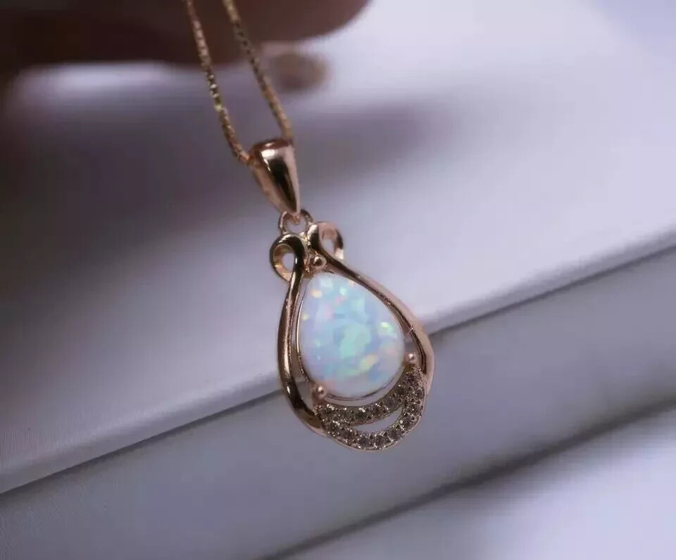 1.50Ct Pear Cut Fire Opal Teardrop Halo Pendant 14K Yellow Gold Over Free Chain