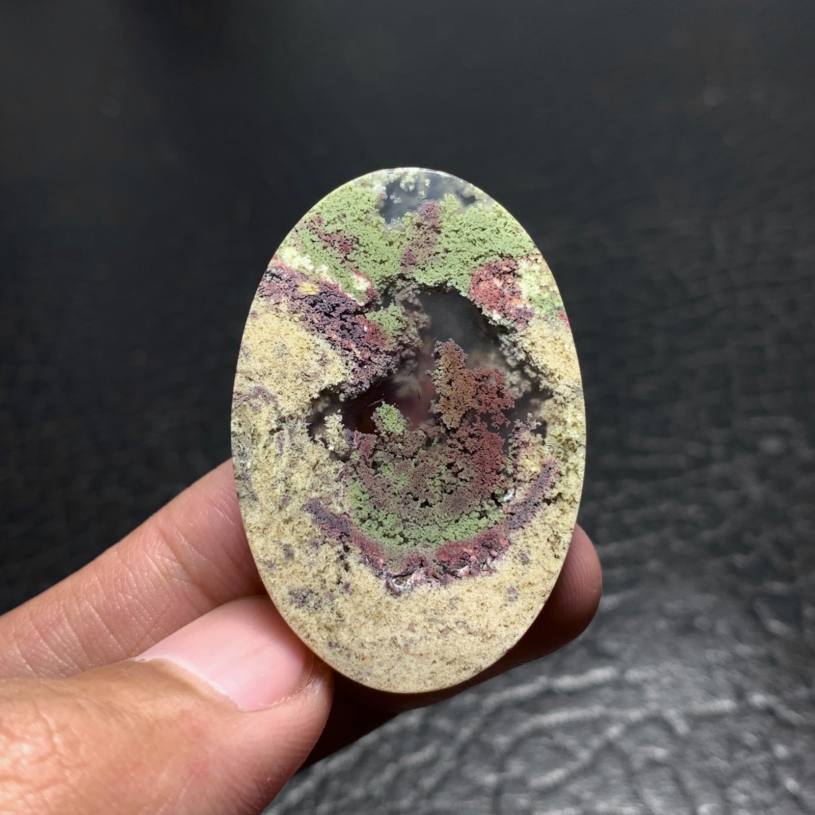 Scenic Moss Agate Cabochon 40x27x6mm High Quality 48 ct