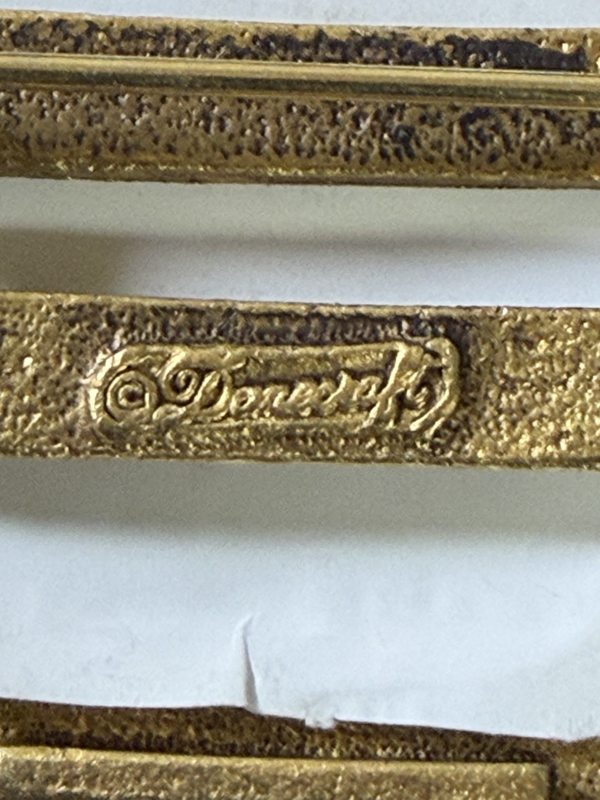 Vtg New DANECRAFT It’s A Boy Birth Photo SIGNED Brooch Pin Antique Gold Plate 2″