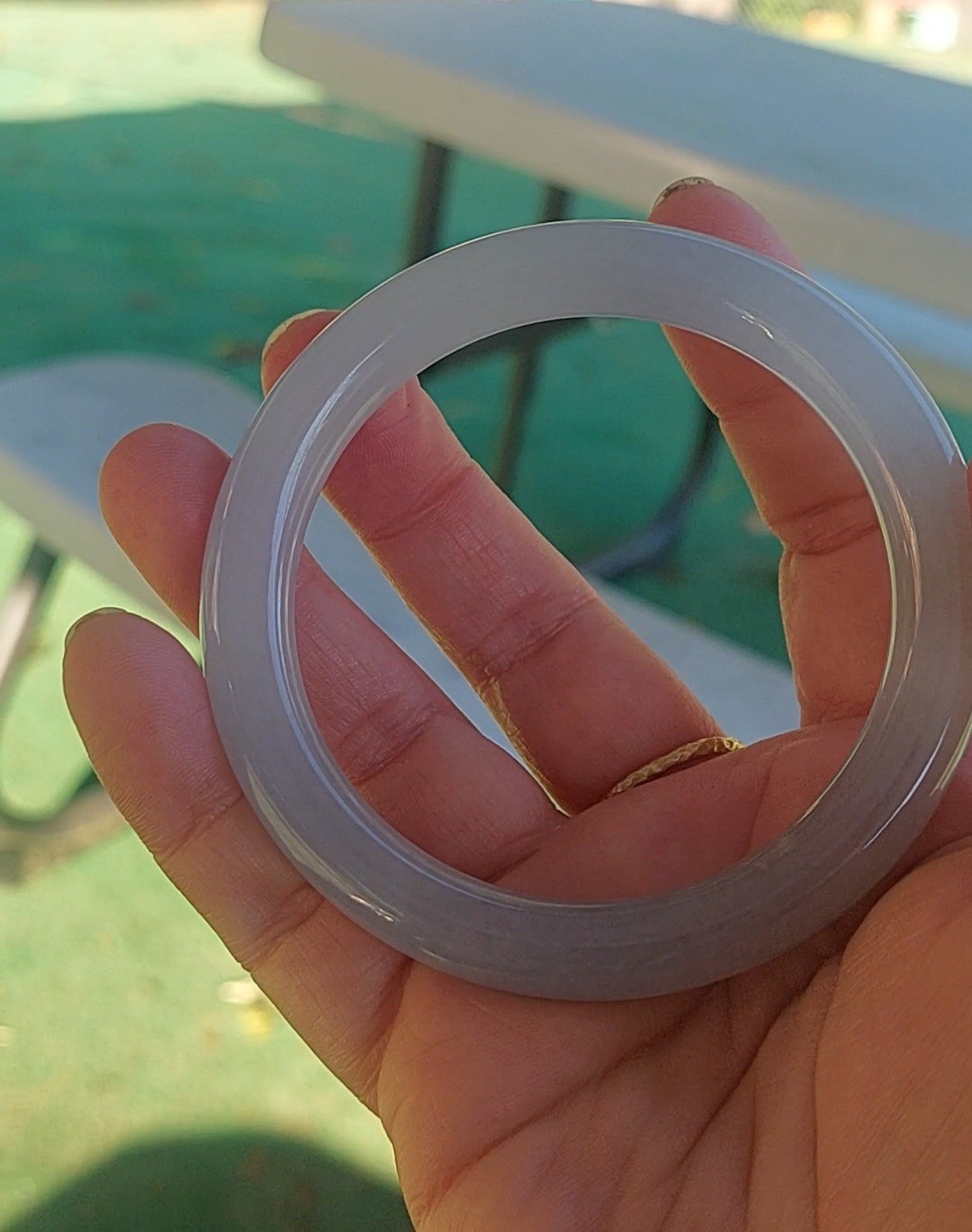 Natural certified untreated icy lavander jadeite bangle 60mm