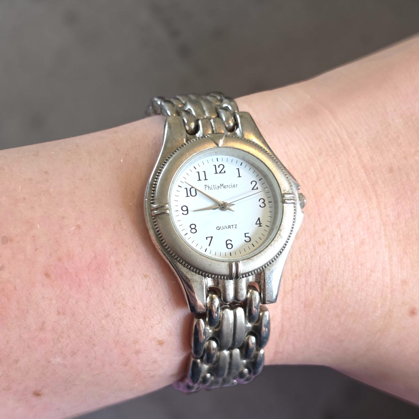 Philip Mercier Quartz Watch | 21cm | Silver Tone | Needs New Battery | Complete