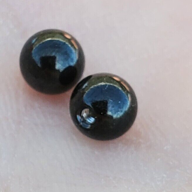 2 BLACK 18g 16g 14g Externally Threaded Replacement Balls Black Color