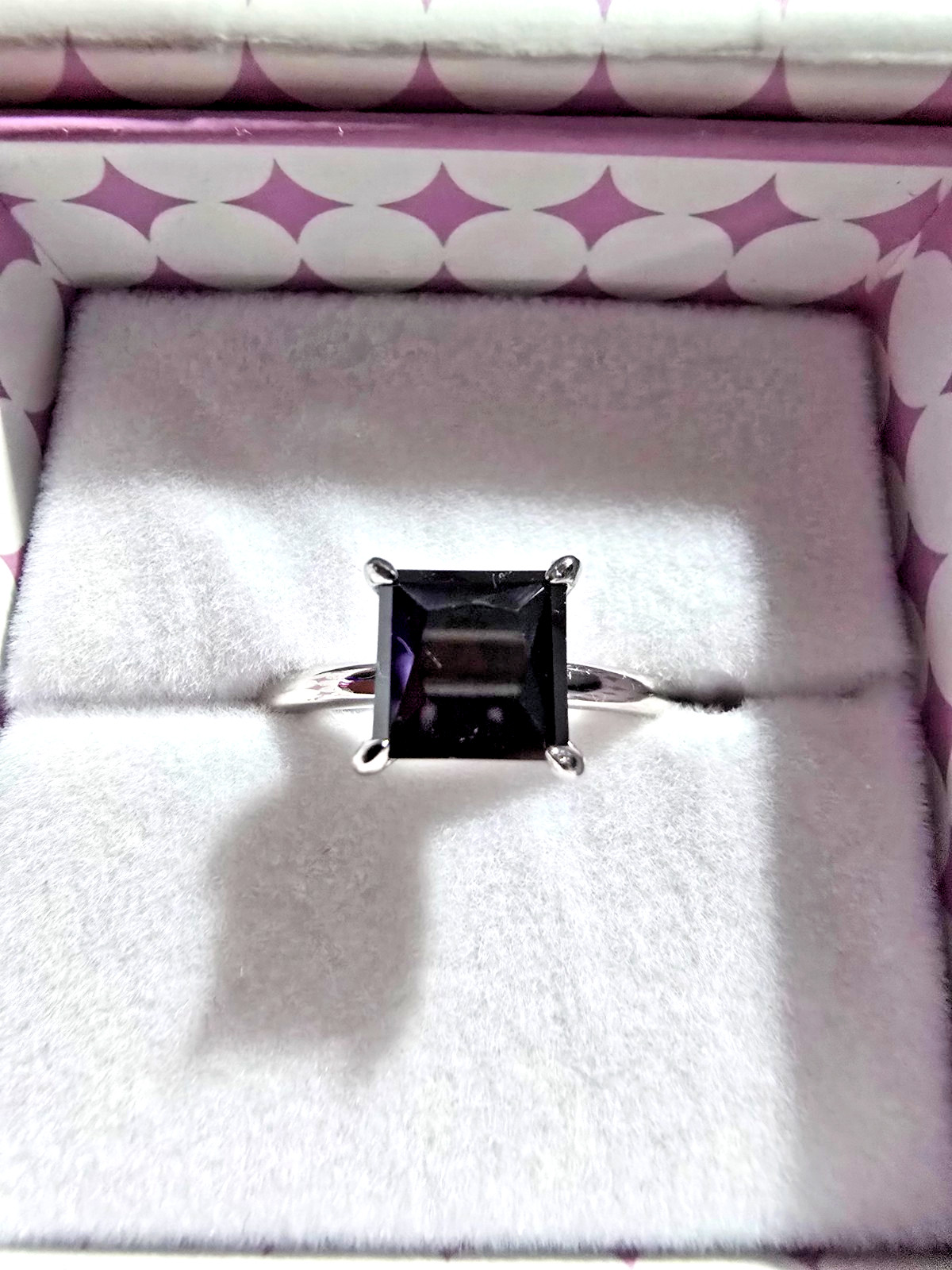 Ryze 925 Sterling Silver Modern Muse Black Onyx CZ Princess Solitaire Ring Sz 9