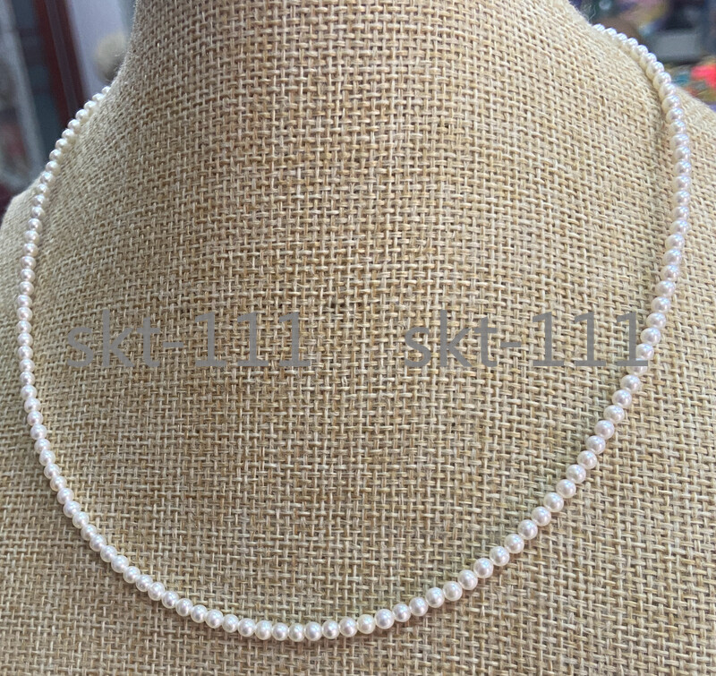 Natural 3-4MM White Akoya Freshwater Cultured Pearl Necklace 14-20″ AAAAA