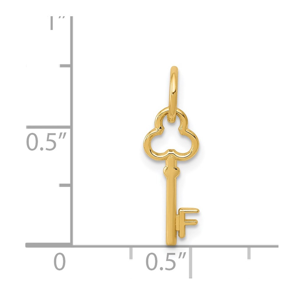 14k Yellow Gold Key Letter F Initial Charm Pendant 0.26gm L-15.53mm, W-6.88mm