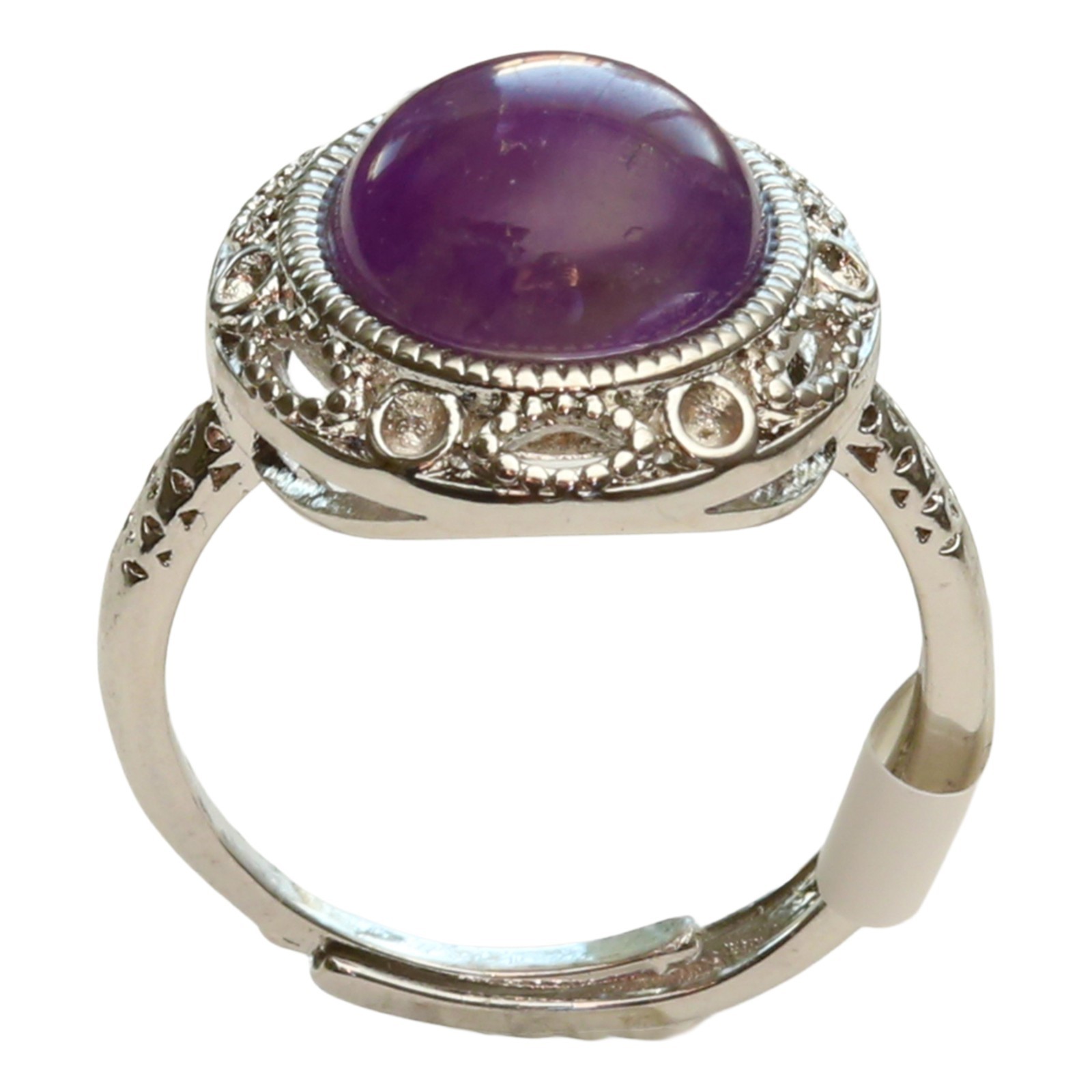 Handmade Genuine Amethyst Gemstone Ring 925 Silver Coated One Size Fits All