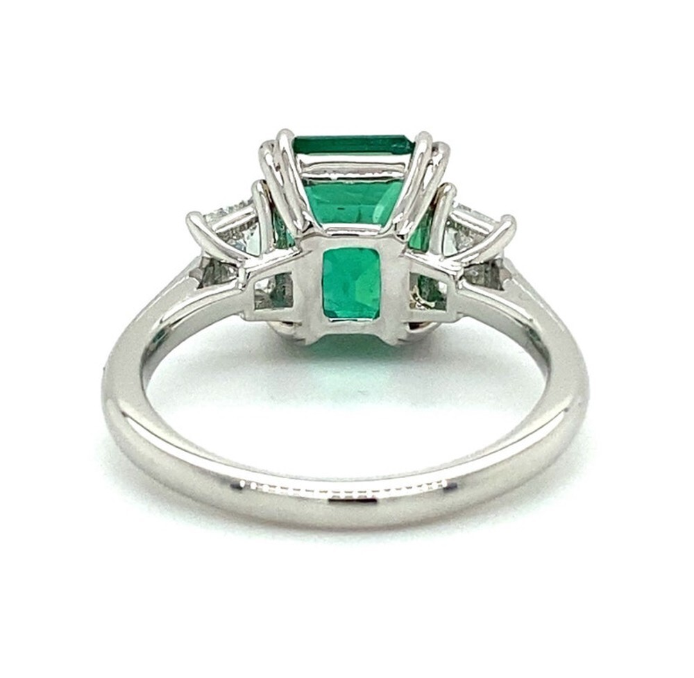Green Emerald Ring Lab Created Diamond 3.60 Ct 950 Platinum Size 5 6 6.5 7 7.5 8