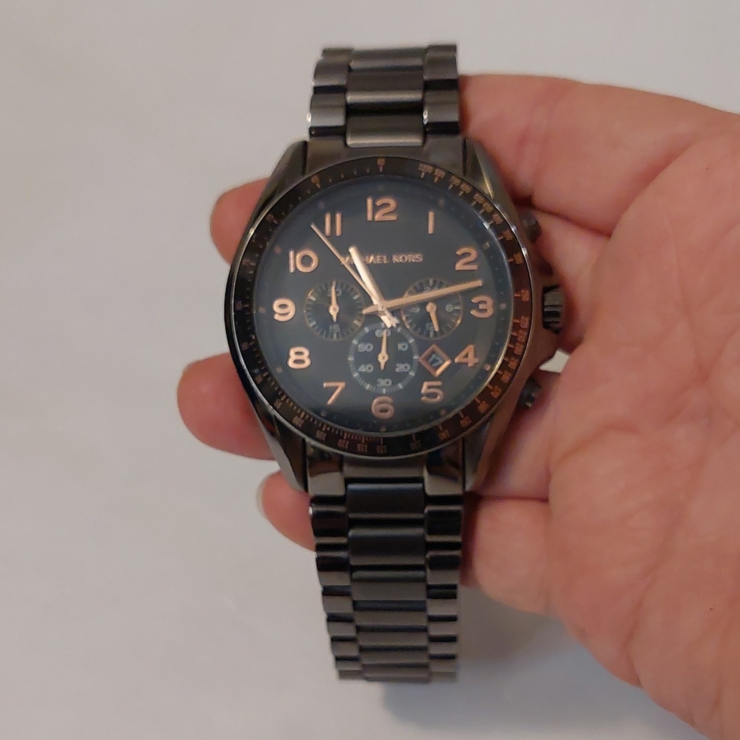 Michael Kors Gunmetal+Rose Gold Stainless Steel Watch MK-8255 – Perfect Working