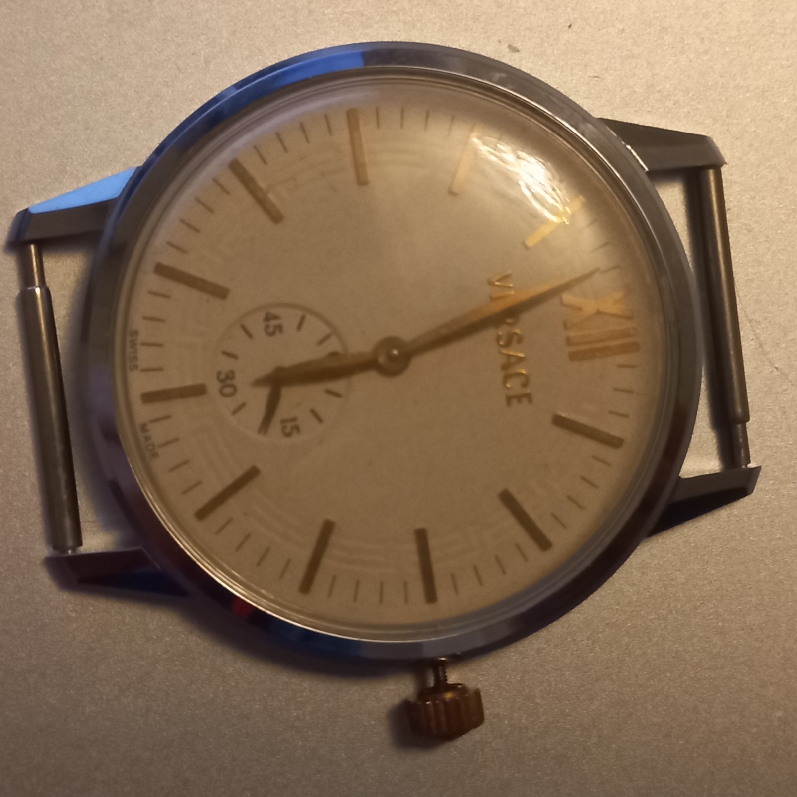HAND WINDING VERSACE WRIST WATCH MOVEMENT DIAL CAL ETA 7001 SUB SECOND WORKING