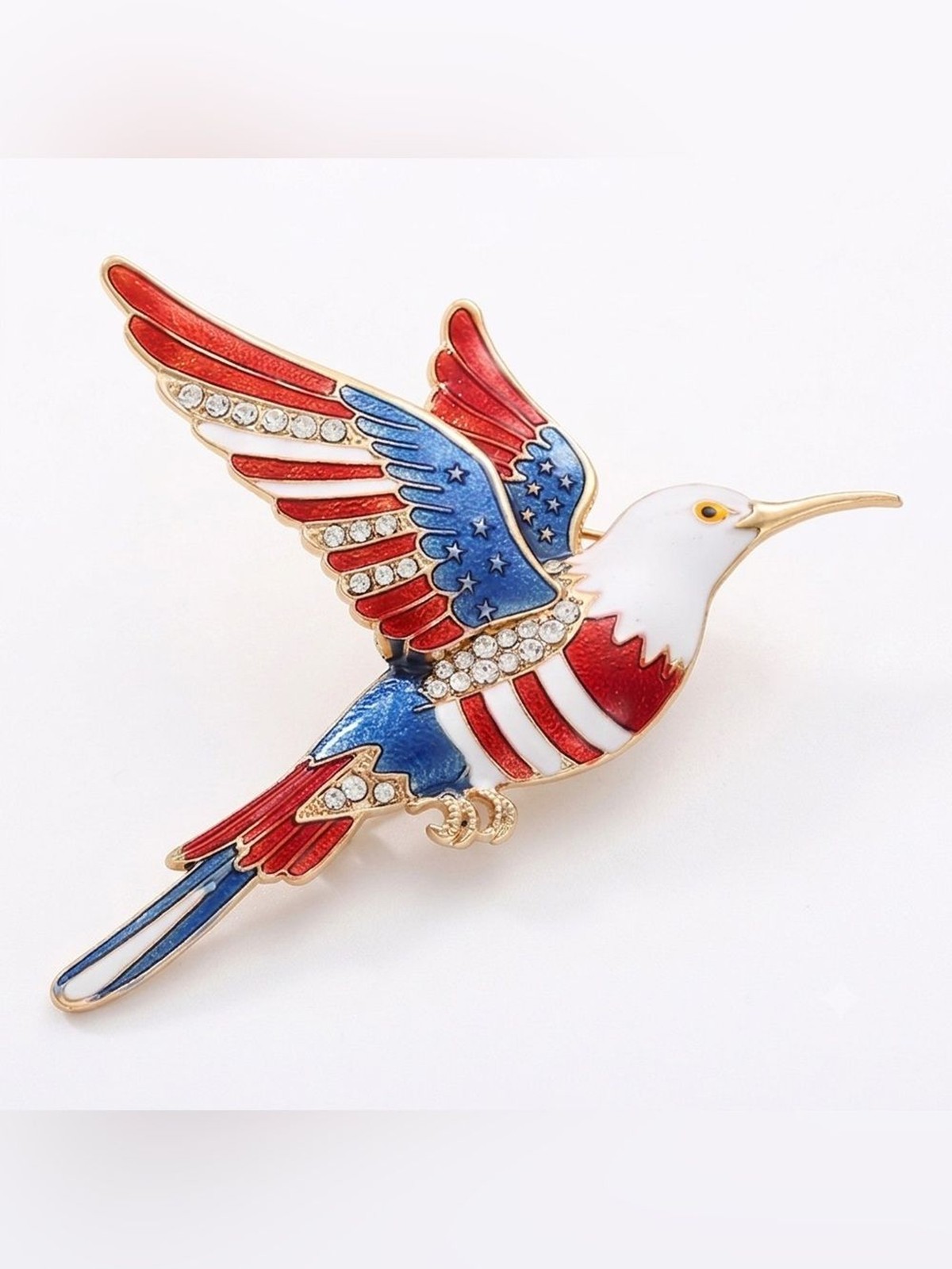 ✨ Patriotic American Bird Brooch – Stars & Stripes Enamel Pin for 4th of July