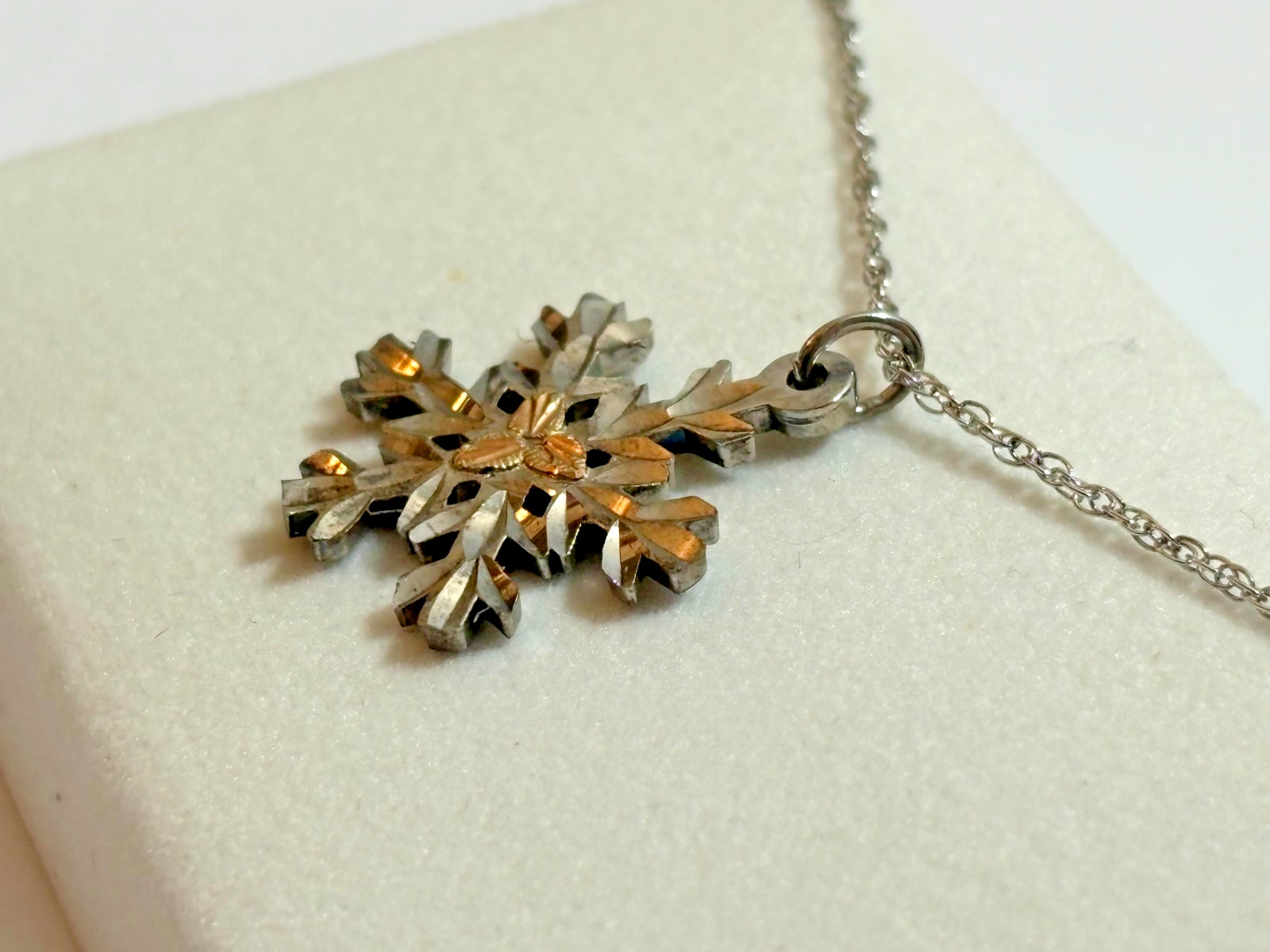 Black Hills Gold Landstrom’s Sterling Silver 12k Gold Snowflake Pendant Necklace