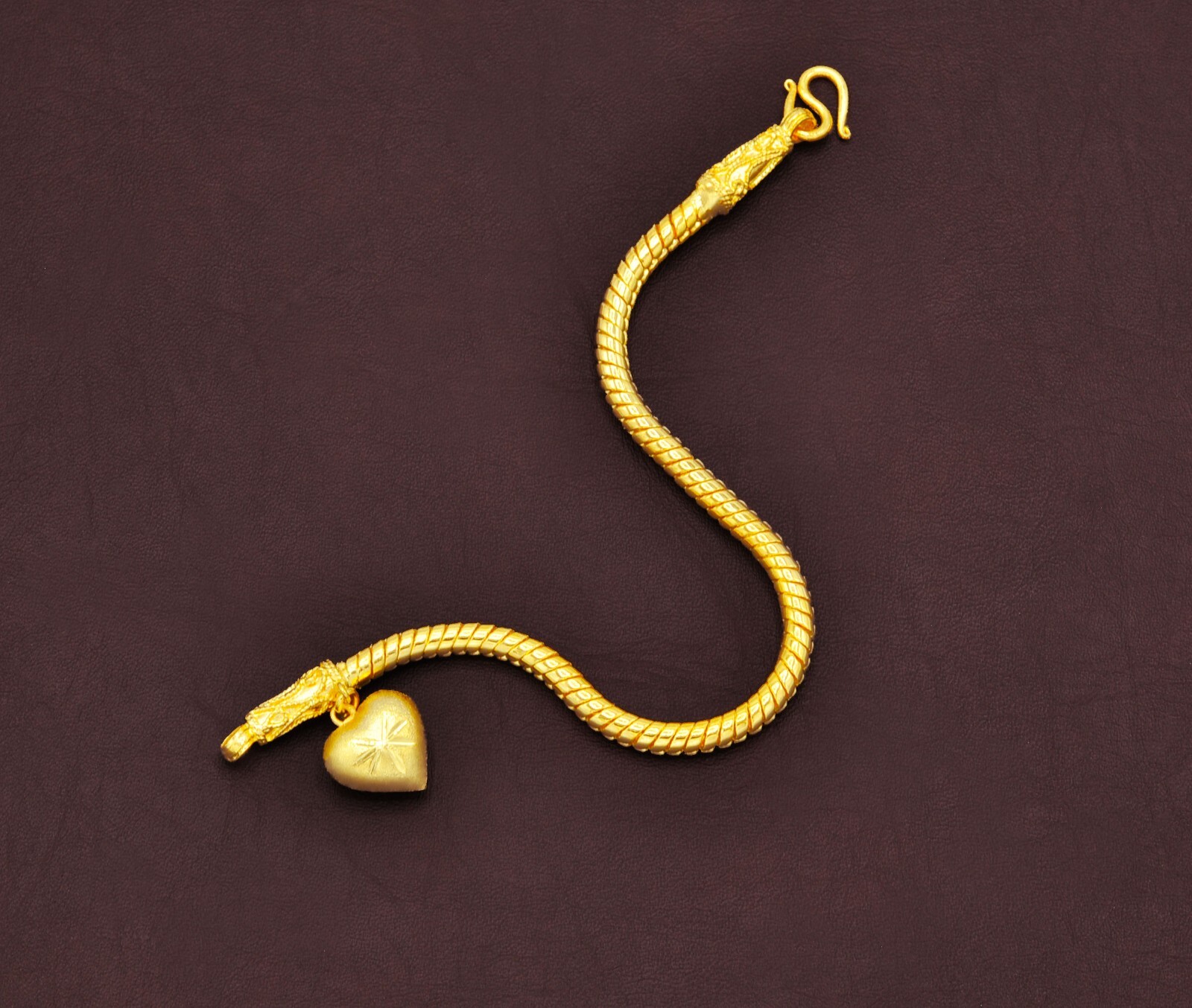 Valentines,Thai Baht Gold Bracelet,Heart Charm Bracelet Women Handmade Jewelry
