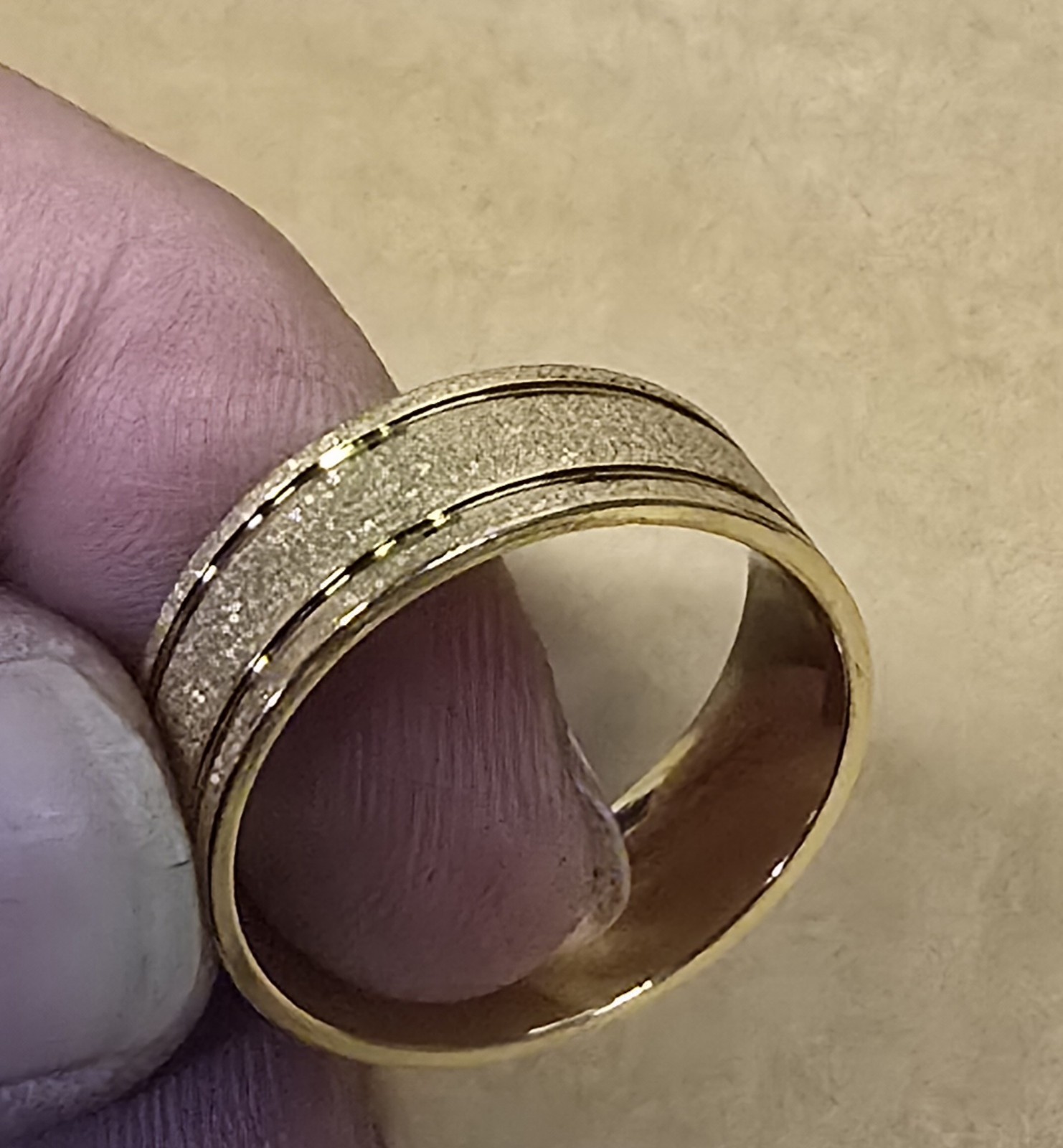 Gold Tungsten Wedding Band Ring Men Sandblasted Frosted Groove Size 10 8mm