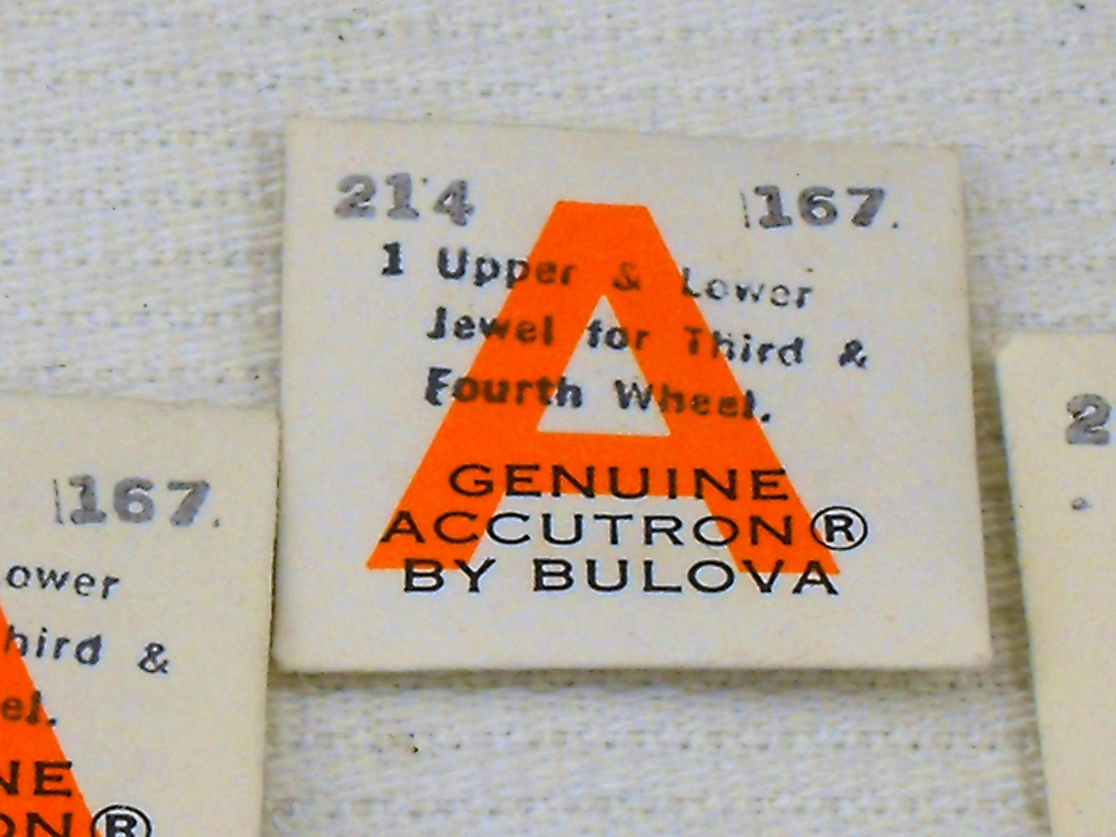 NOS Bulova ACCUTRON Model #214 Parts -#167 (3 pcs) Jewels for 3rd & 4rth Wheel