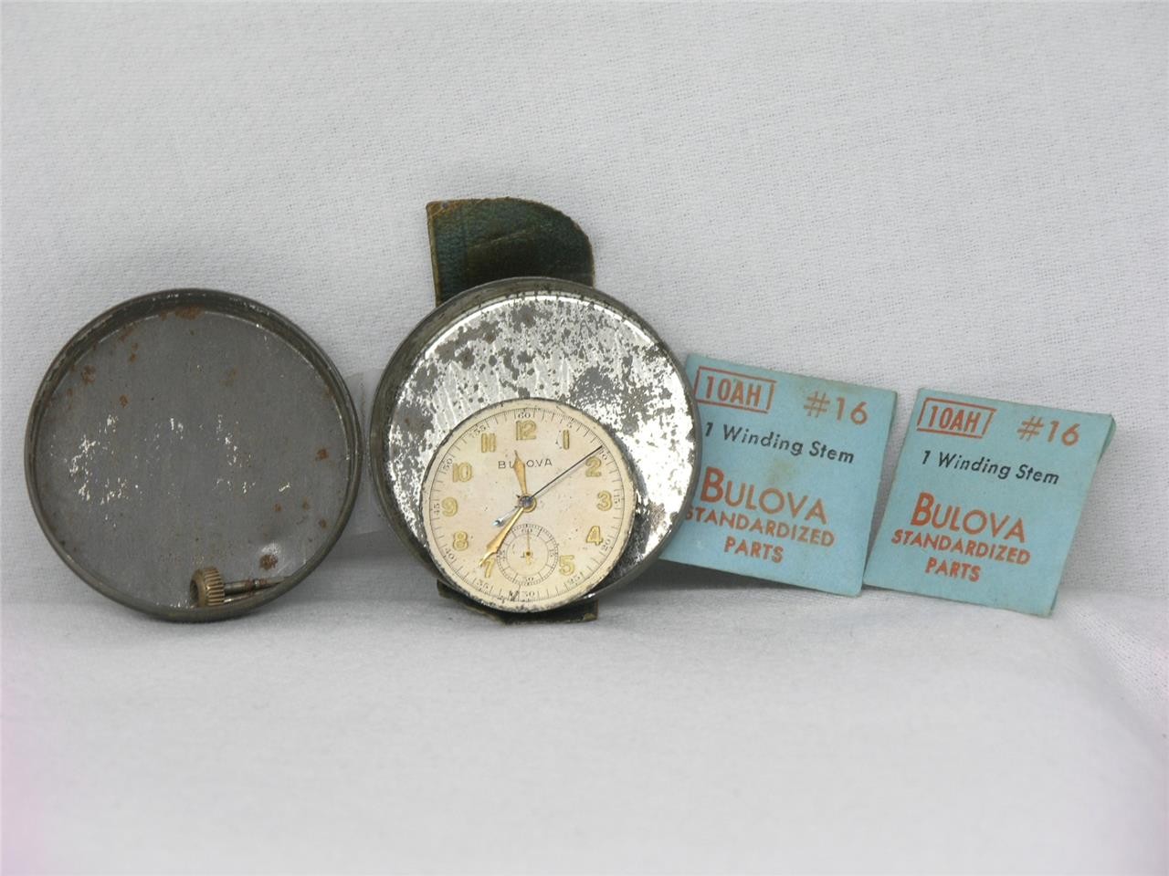 RARE MENS BULOVA 10AH CHRONOGRAPH WRIST WATCH MOVEMENT / DIAL / STEM / CROWN
