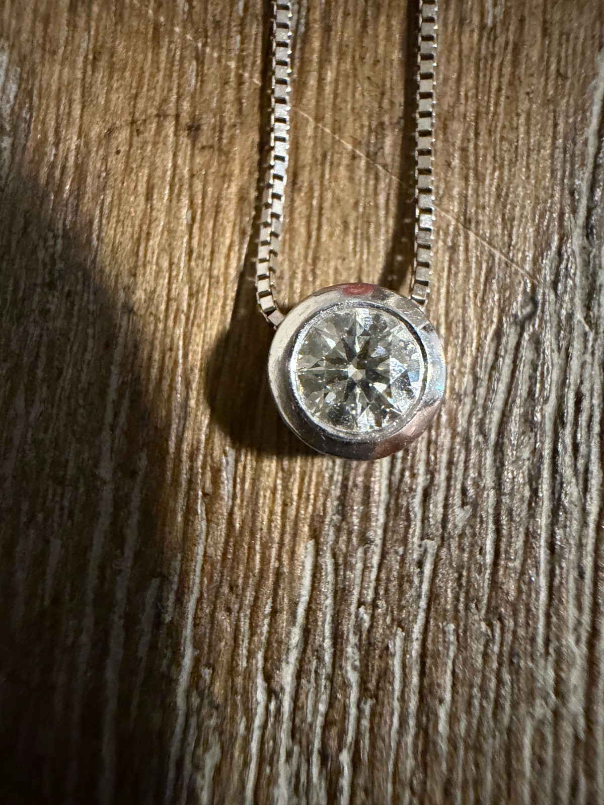 Natural 1/2-Carat Diamond Solitaire Necklace — 14K White Gold, Bezel Set