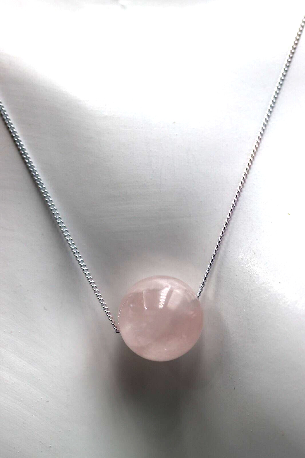 Sterling Silver 925 Rose Quartz Bead On 45cm Chain + 5cm Extender -Free post