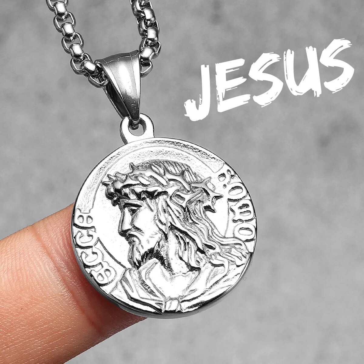 SCULPT RINGS™ Christian Jesus Pendant with 60 cm Chain Steel Necklace Crucifix